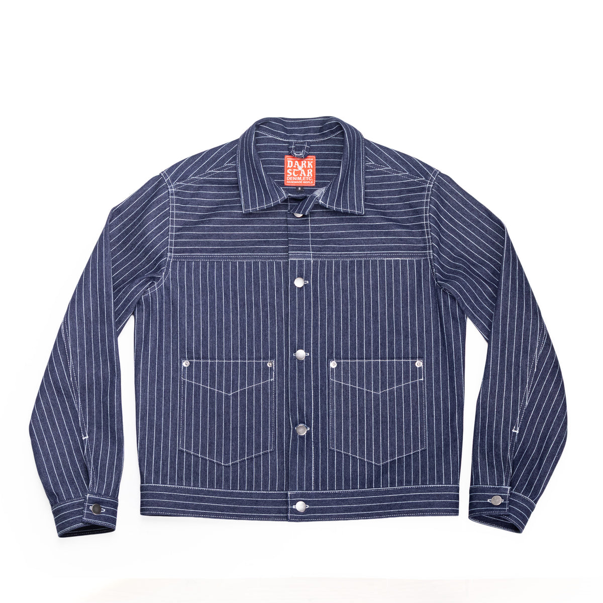 Indigo Pinstripe Trucker Jacket