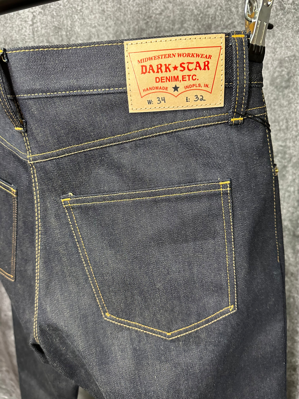 12oz Dark Indigo Brown Weft Selvedge 34 x 30