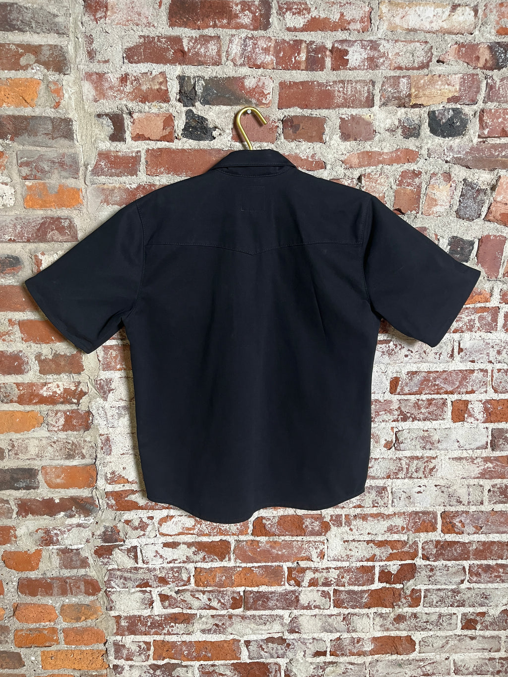 10oz Black Bull Denim Pearl Snap Western Shirt (L)