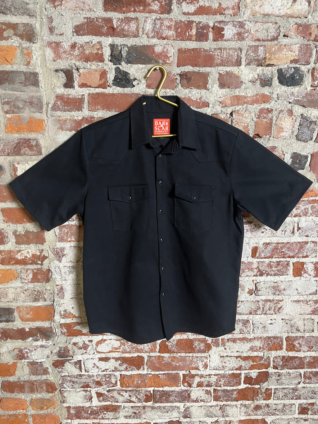 10oz Black Bull Denim Pearl Snap Western Shirt (L)