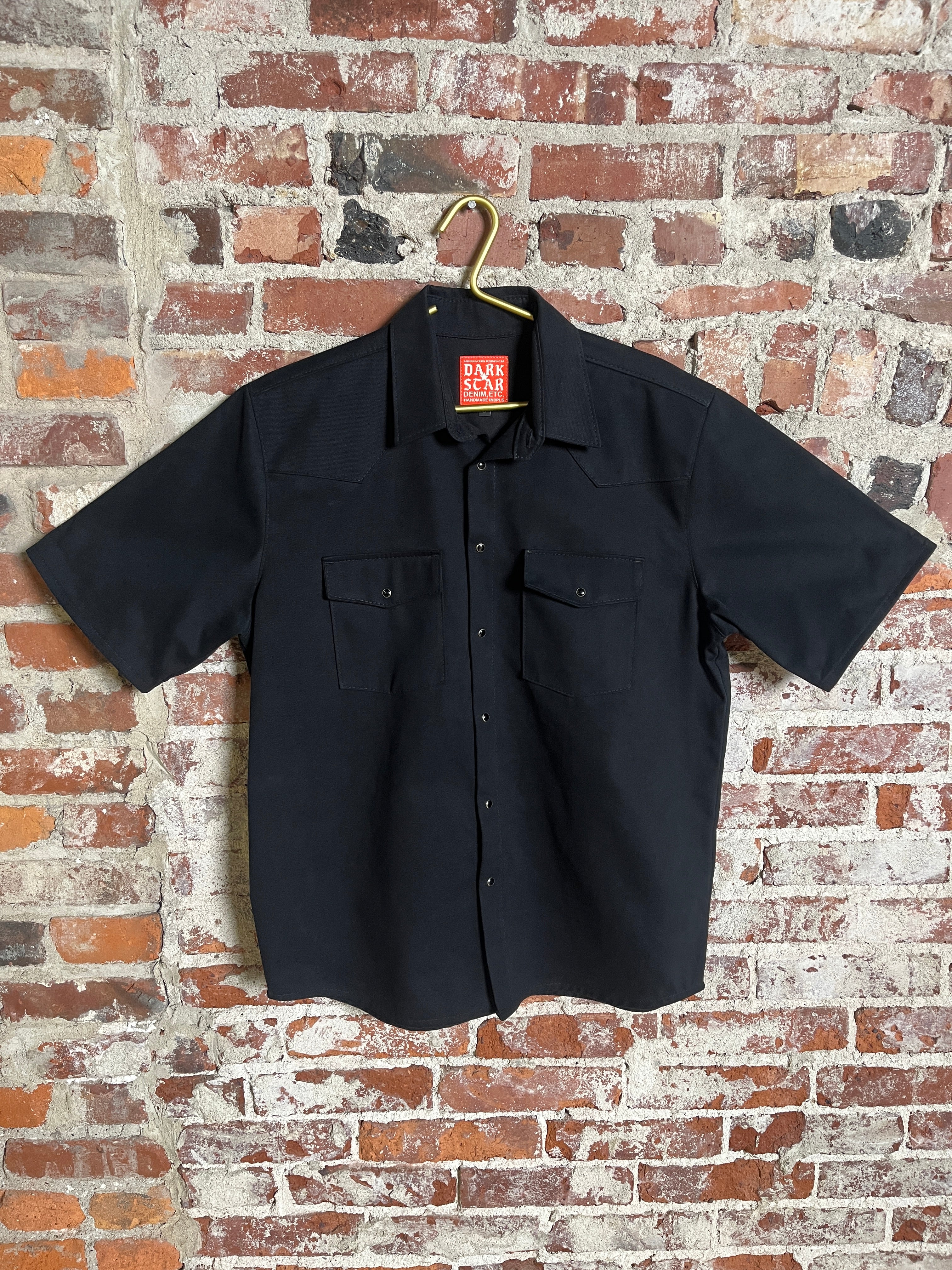 10oz Black Bull Denim Pearl Snap Western Shirt (L)