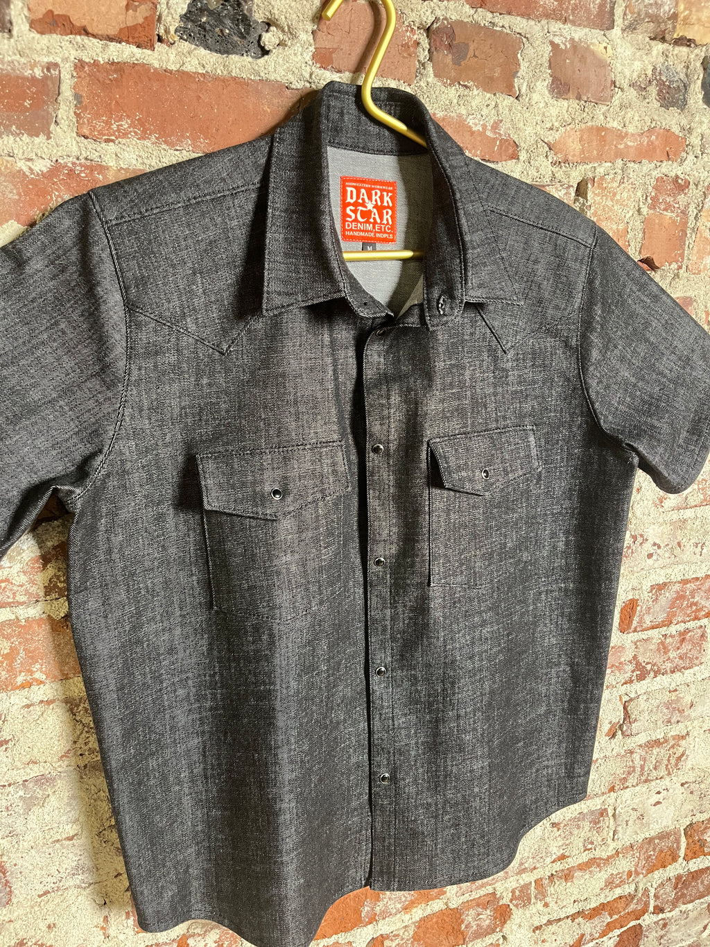 9oz Black Denim Pearl Snap Western Shirt (M)