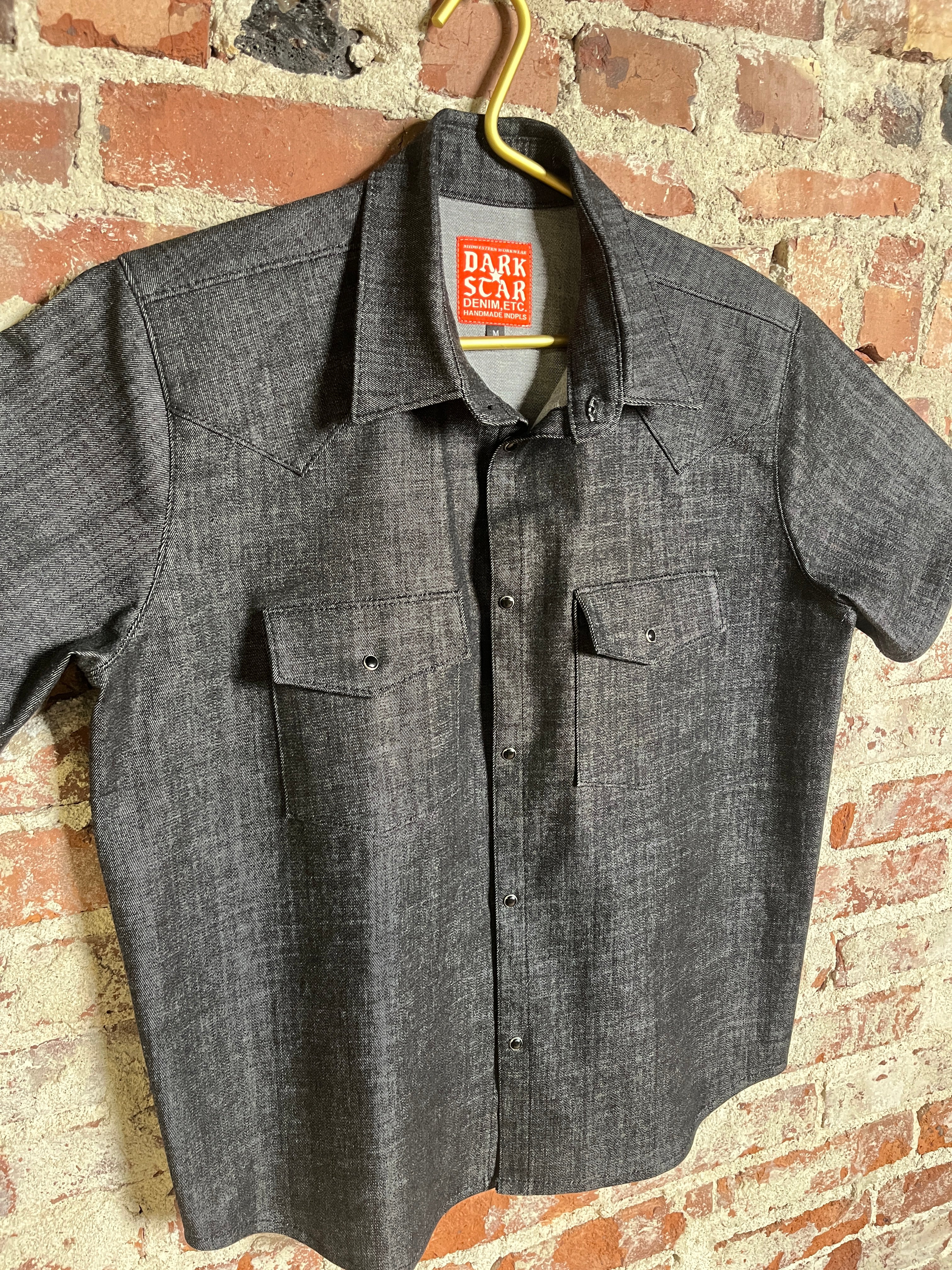 9oz Black Denim Pearl Snap Western Shirt (M)