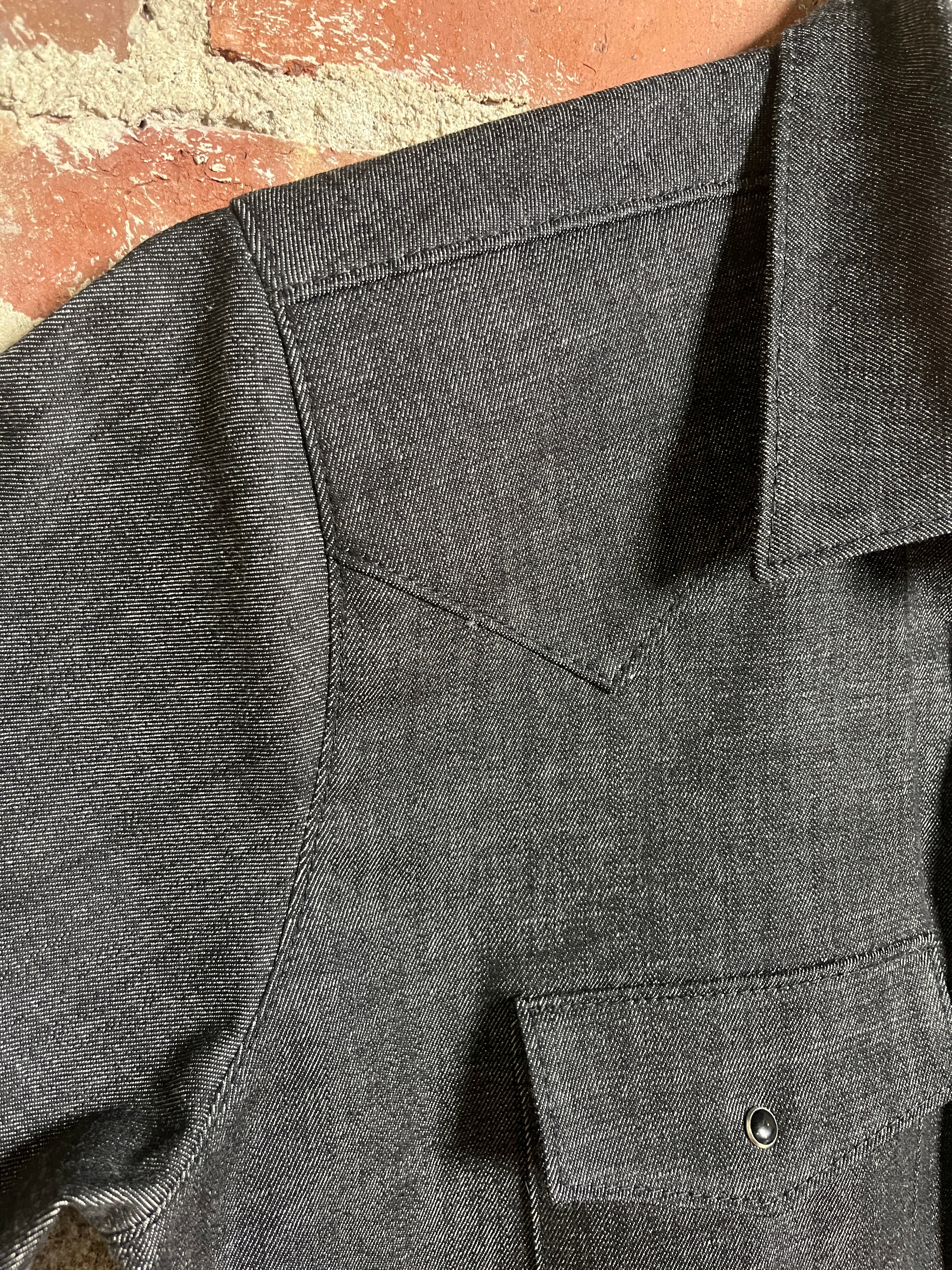 9oz Black Denim Pearl Snap Western Shirt (M)