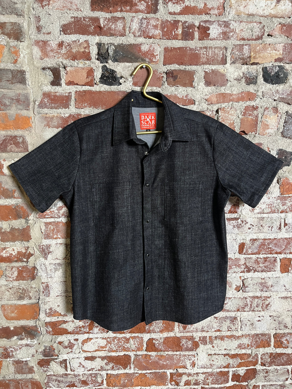 9oz Black Denim Pearl Snap Work Shirt (M)