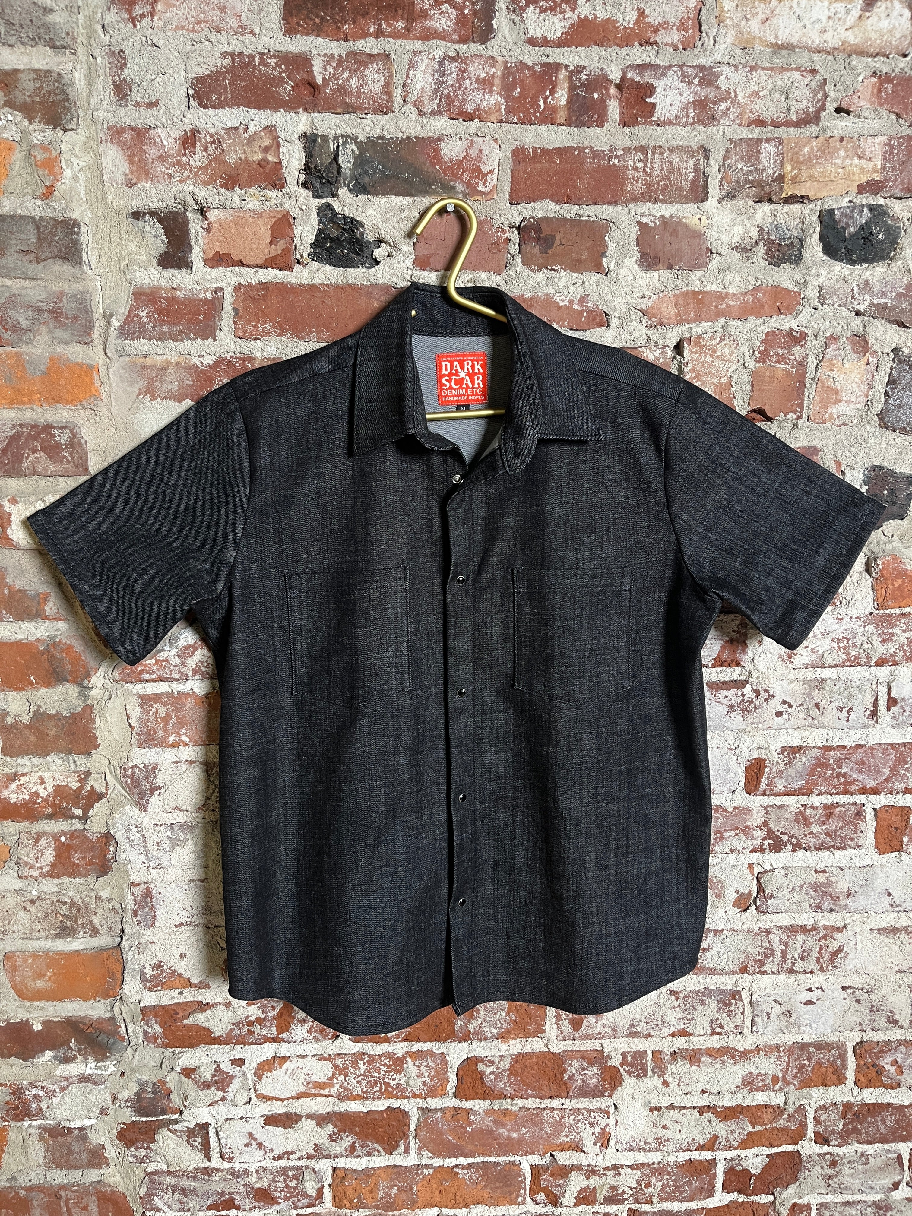 9oz Black Denim Pearl Snap Work Shirt (M)