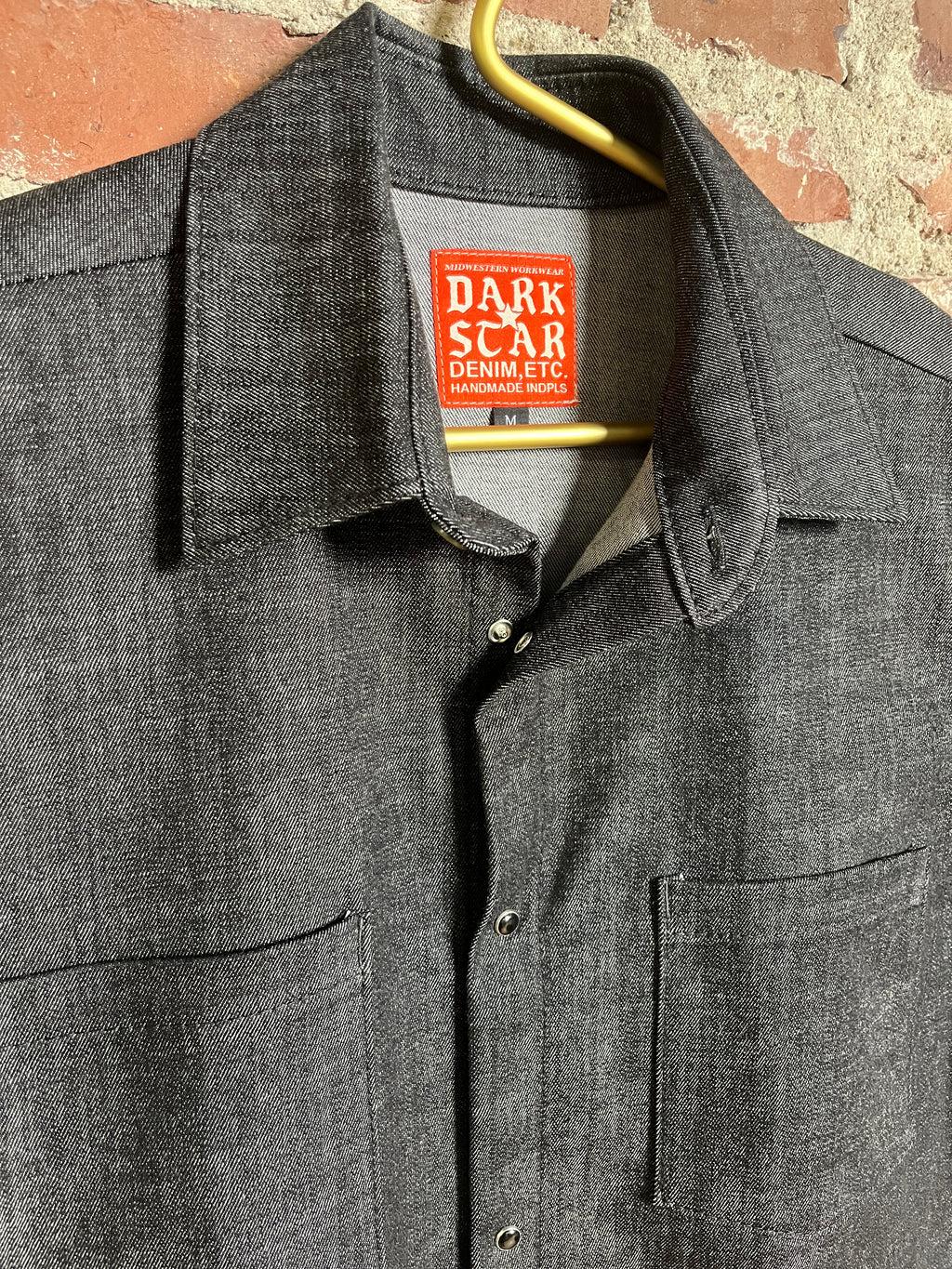 9oz Black Denim Pearl Snap Work Shirt (M)