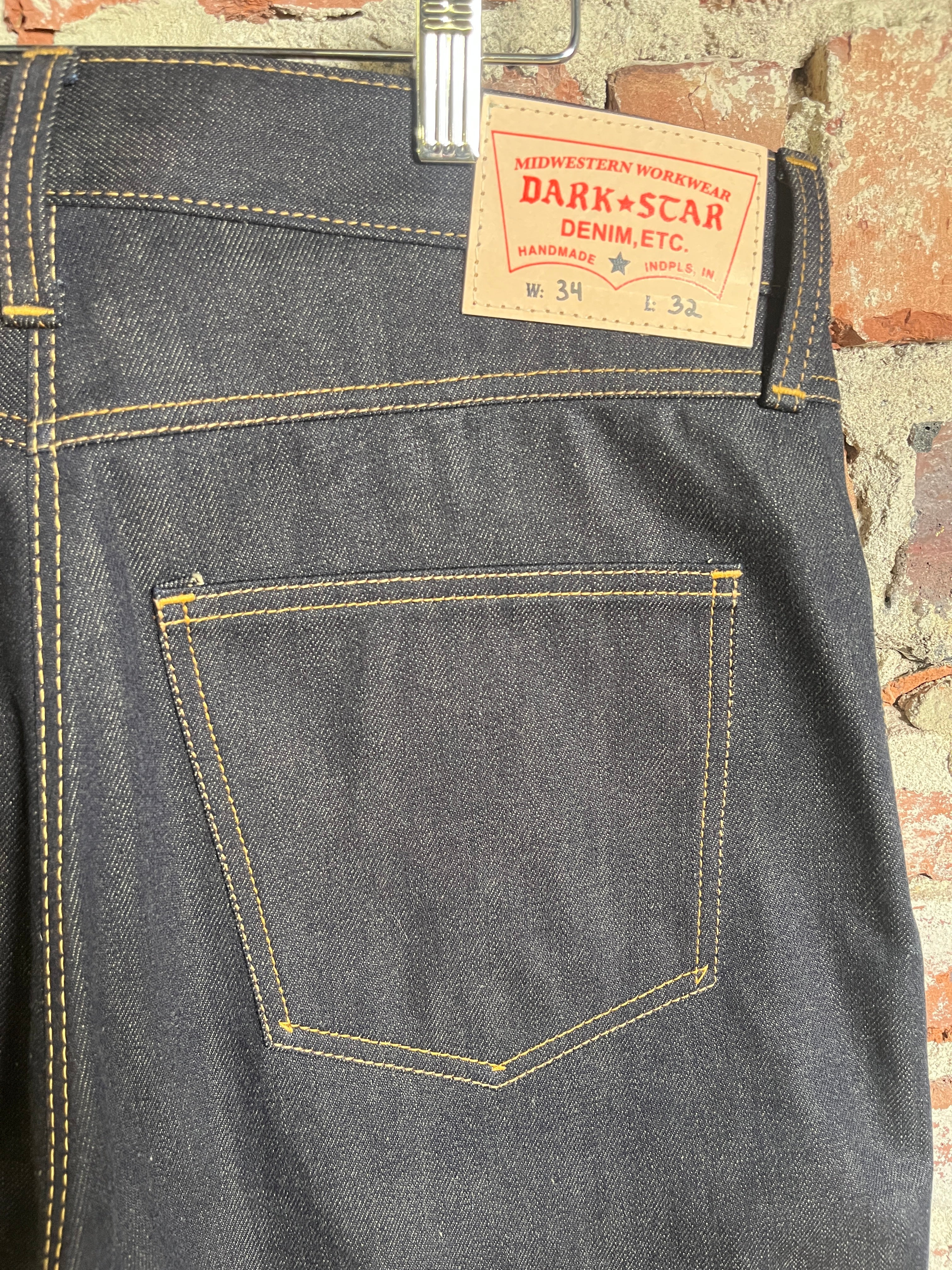 12oz Dark Indigo Brown Weft Selvedge 34 x 32
