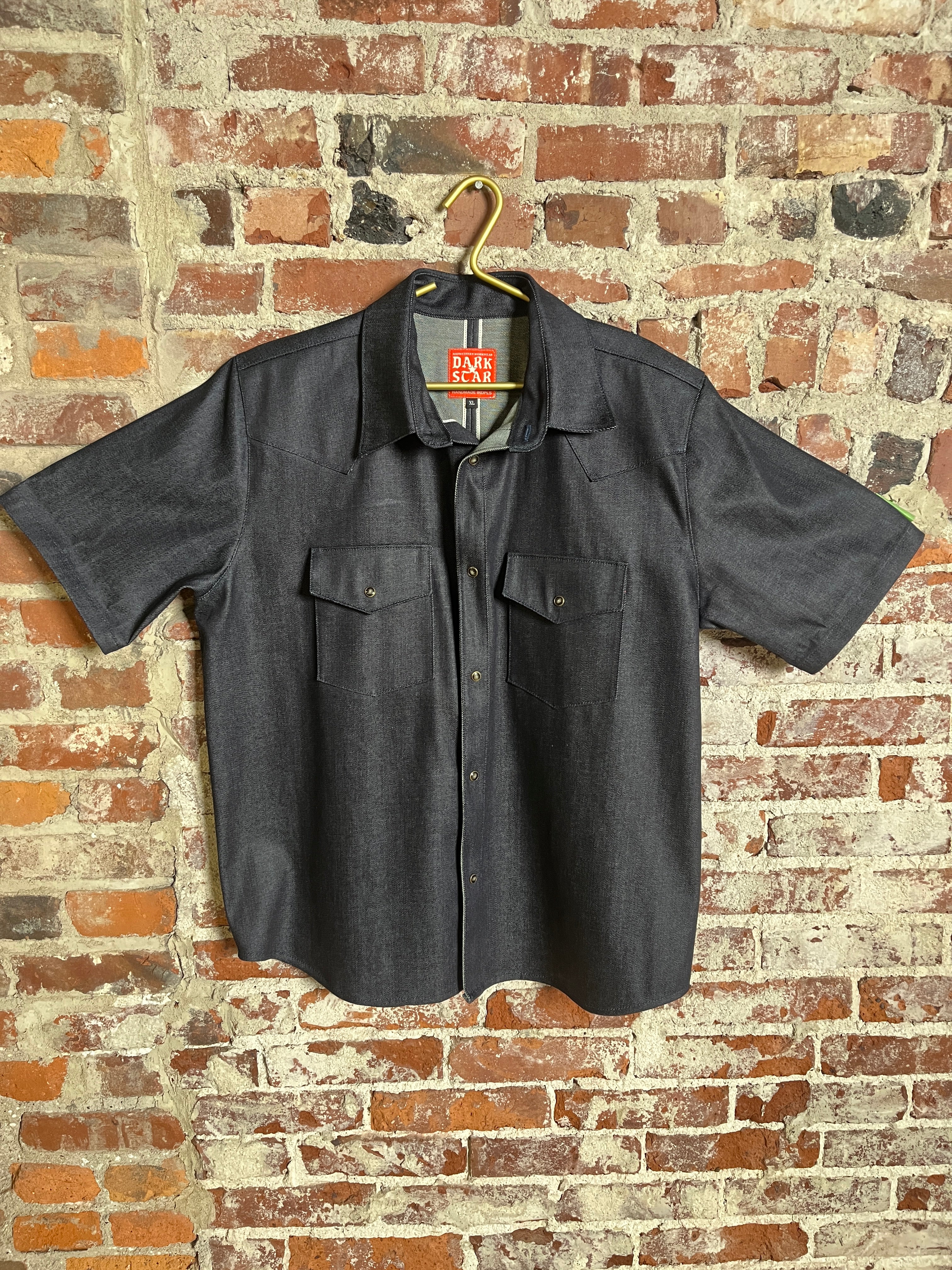 9oz Indigo Selvedge Pearl Snap Western Shirt (XL)