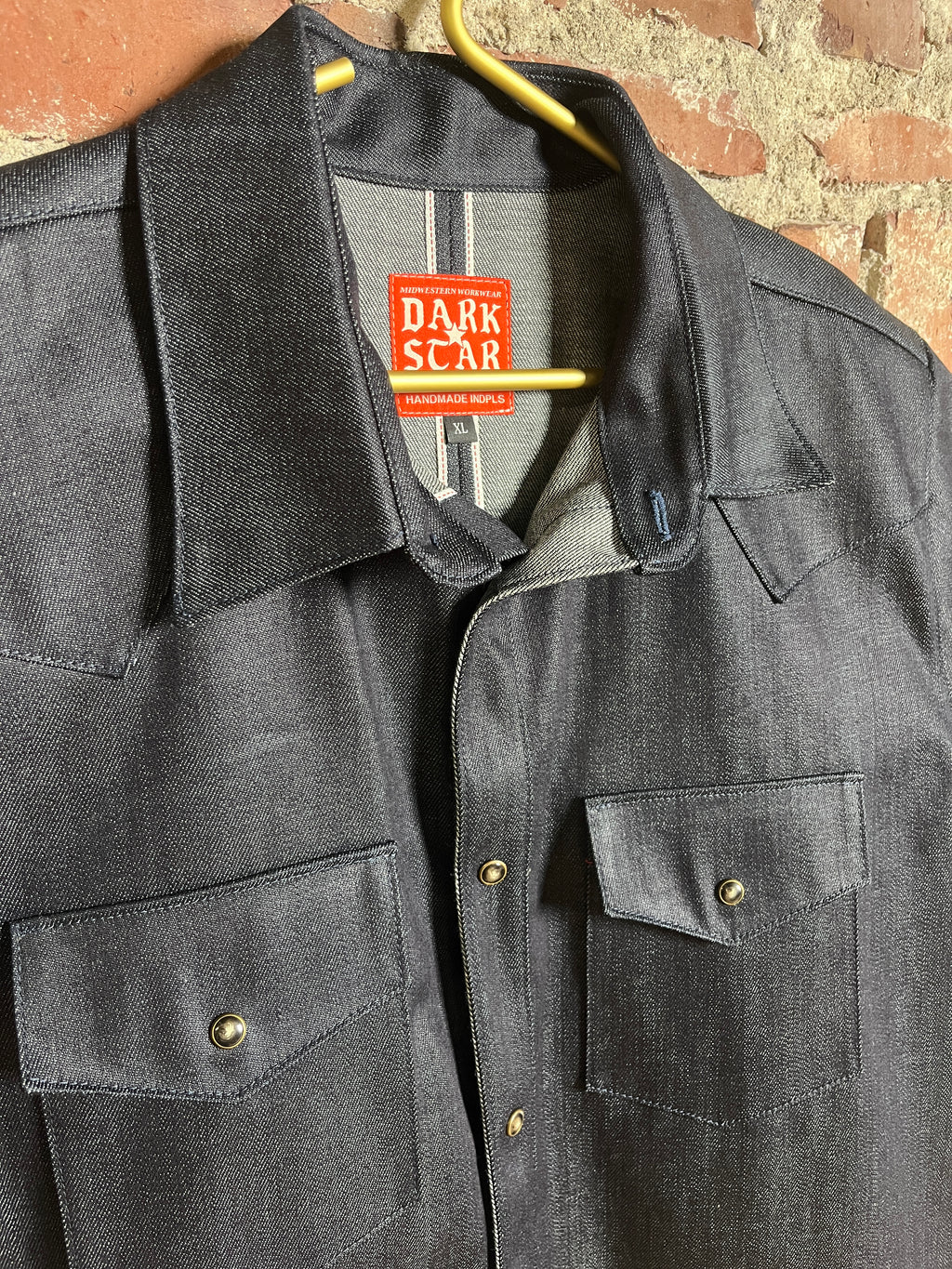 9oz Indigo Selvedge Pearl Snap Western Shirt (XL)